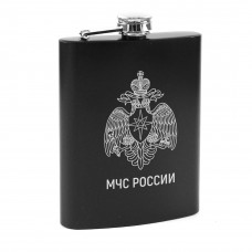 Чёрная фляжка с символикой МЧС России Чёрная фляжка с символикой МЧС России