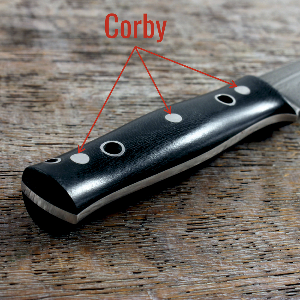 крепление накладок рукояти ножа стяжки corby